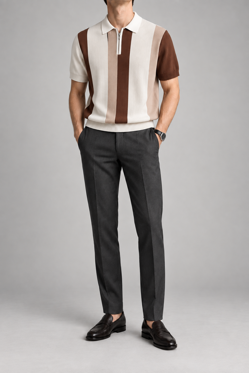 Men's Cooling Cable Knit Polo Shirt