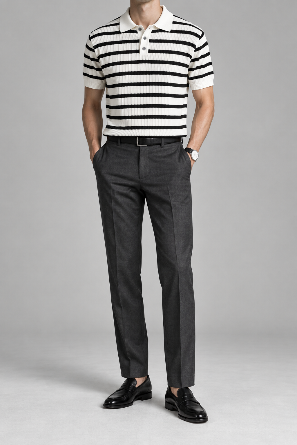 Men's Cooling Contrast Stripe Knit Polo