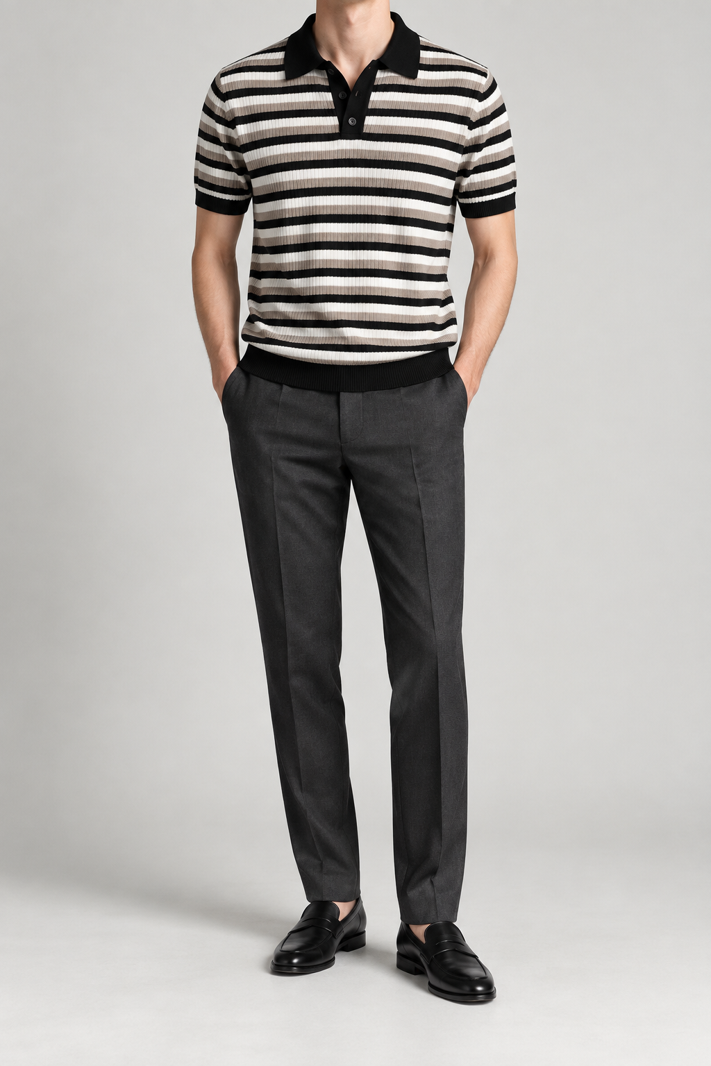 Men's Cooling Contrast Stripe Knit Polo