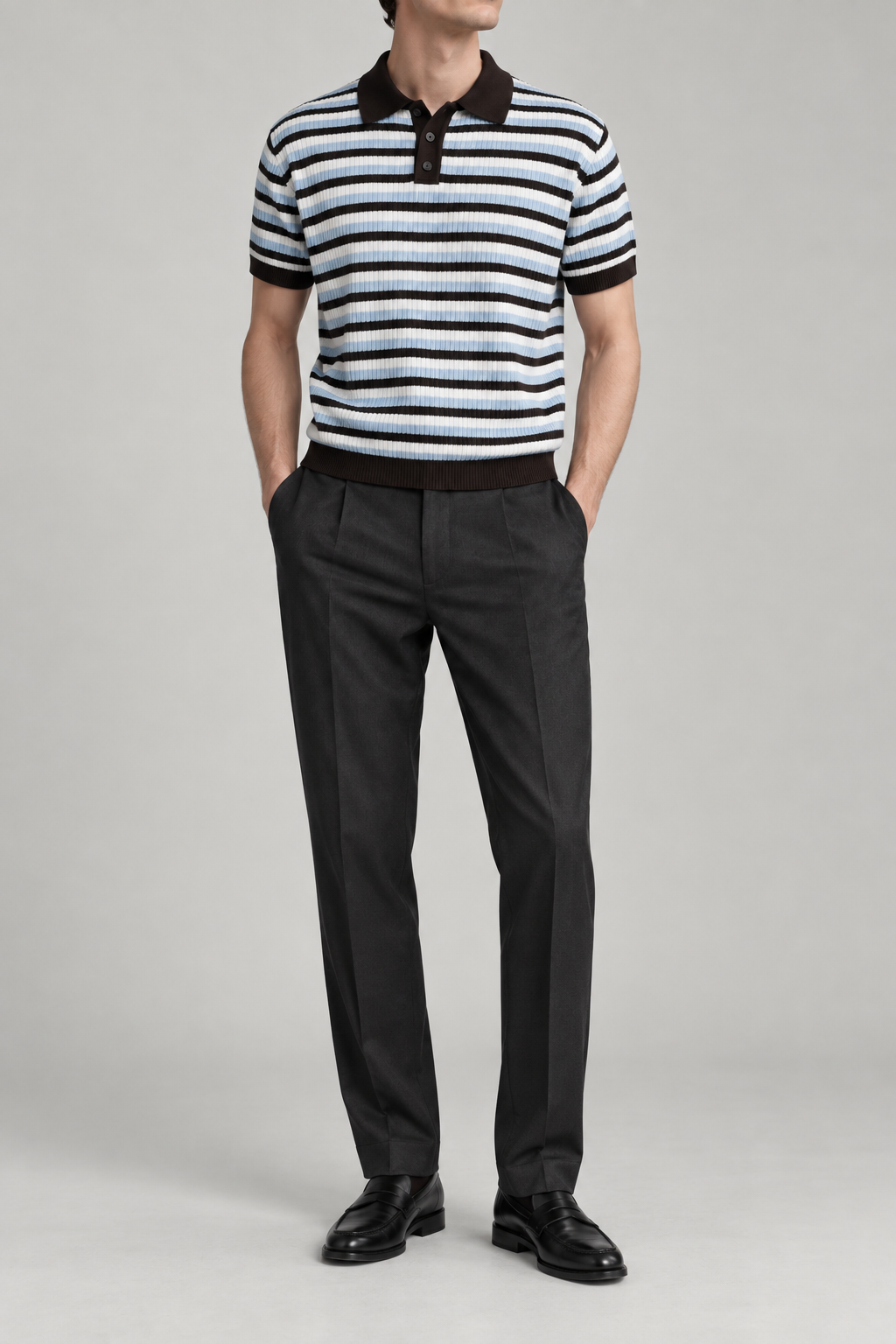 Men's Cooling Contrast Stripe Knit Polo