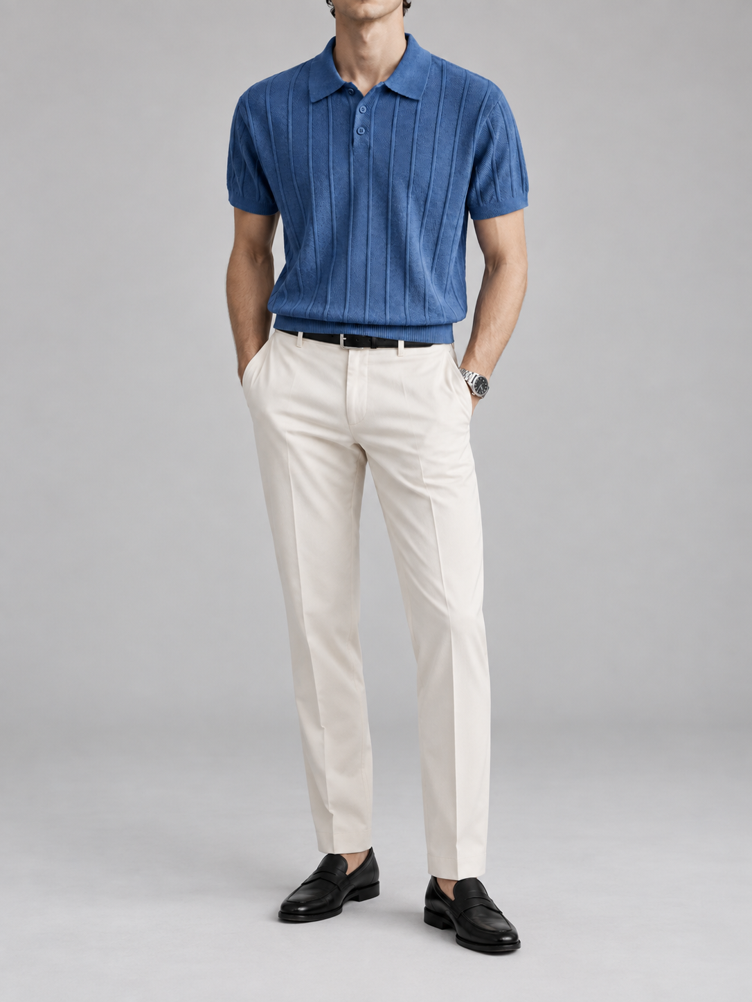 Men's Cooling Vertical Rib Knit Polo