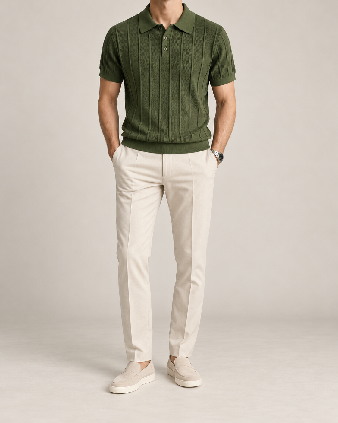 Men's Cooling Vertical Rib Knit Polo