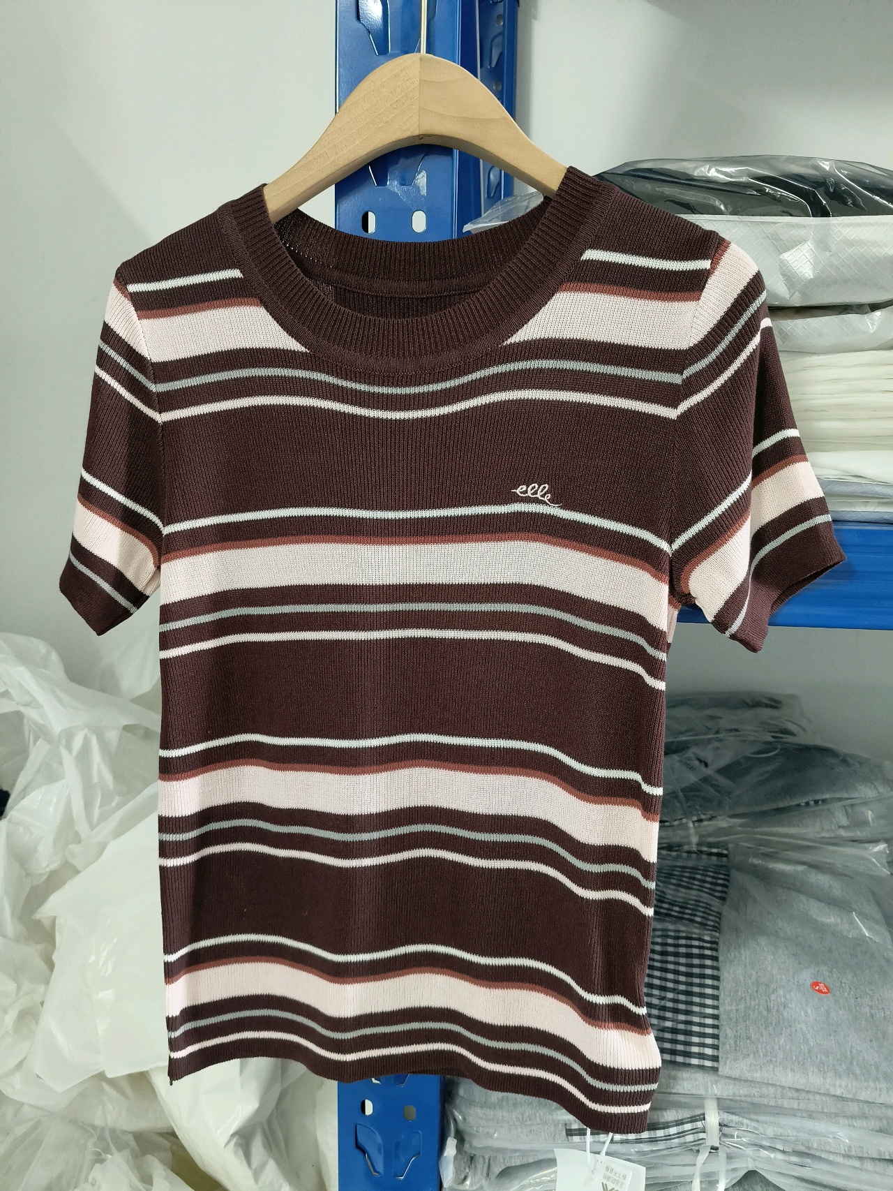 Women's Retro Contrast Stripe Knit T-Shirt Top