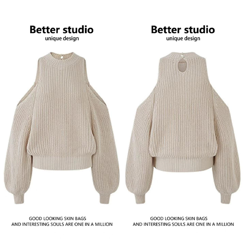 Women's Off Shoulder Wool Blend Knit Sweater
