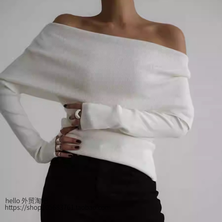 Women's Off Shoulder Slim Fit Knit Sweater