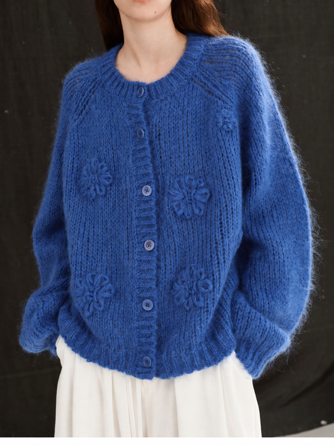 Women's Mohair Hand Embroidered Floral Knit Sweater