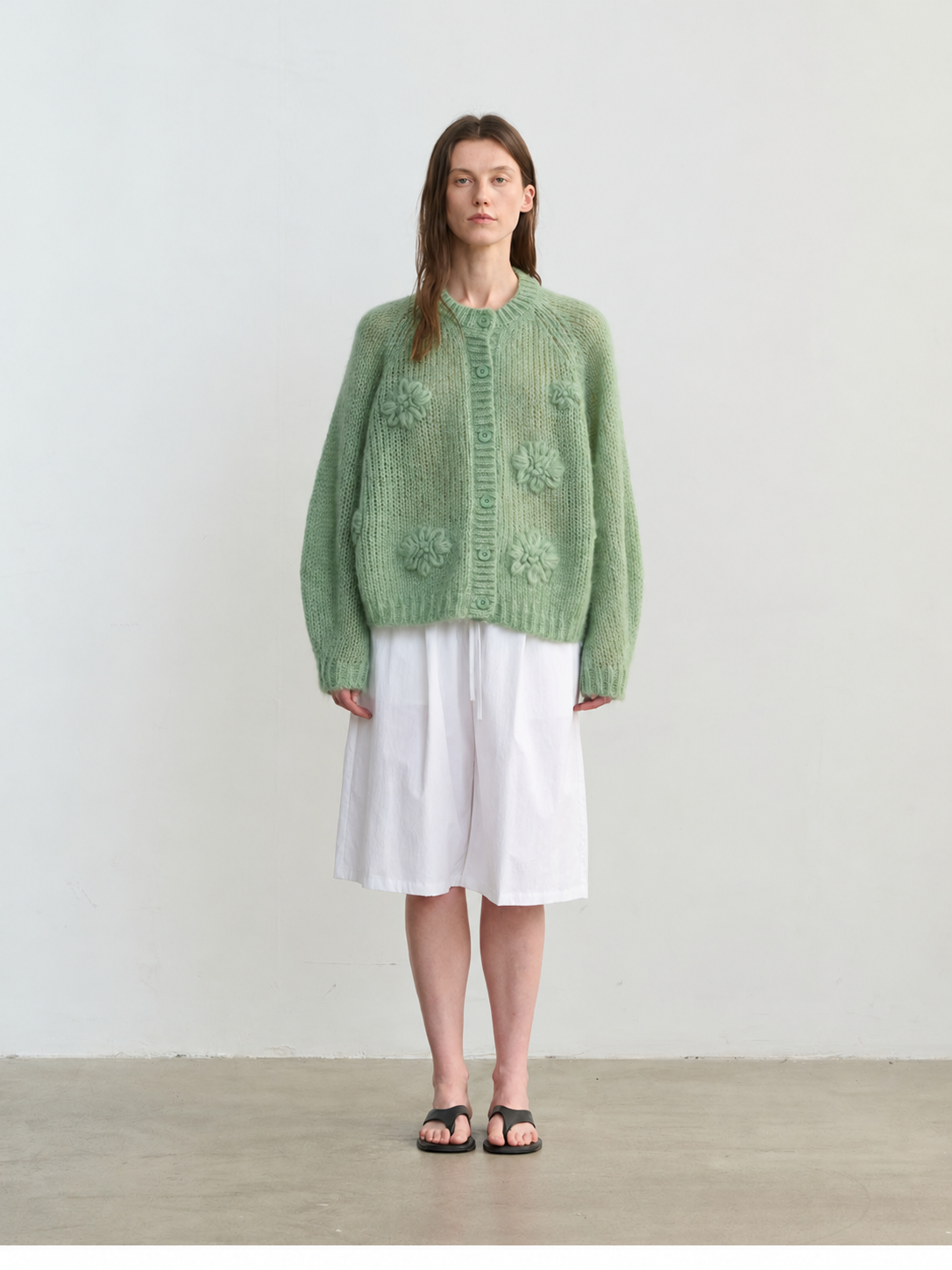 Women's Mohair Hand Embroidered Floral Knit Sweater