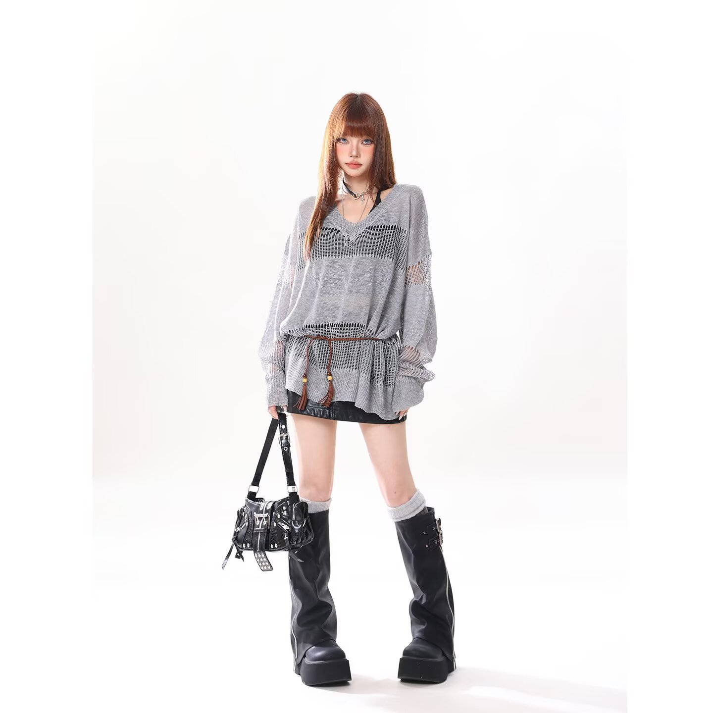 Women's Openwork Mesh Knit Cover Up