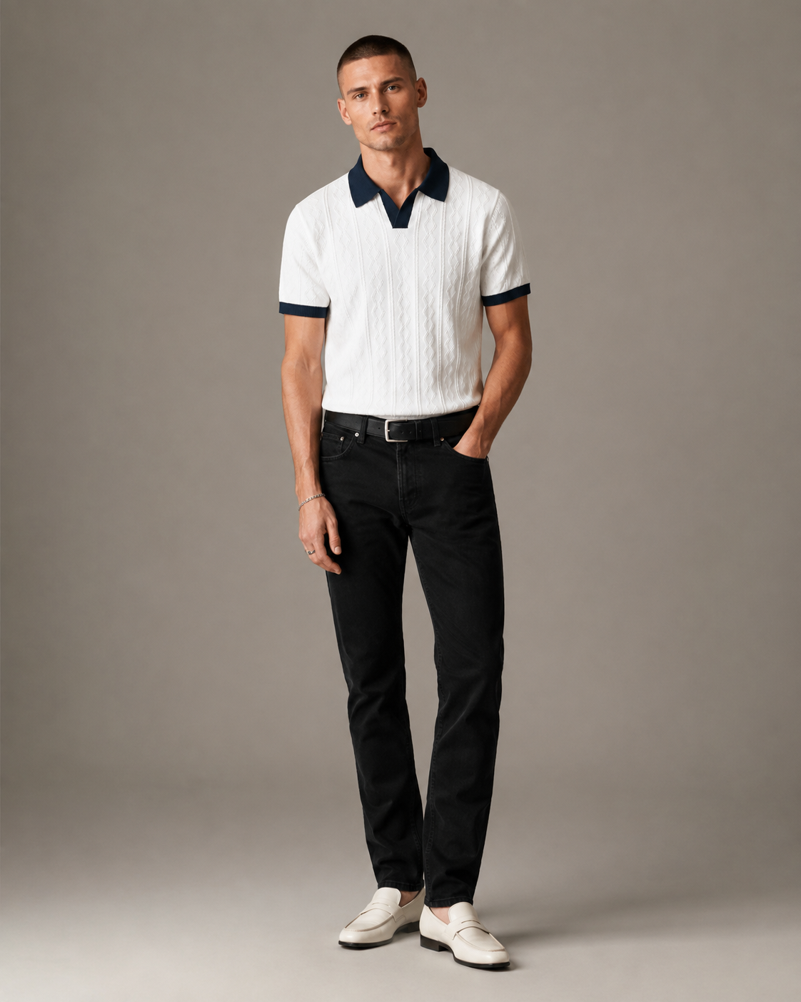 Men’s Knit Polo Short Sleeve Top
