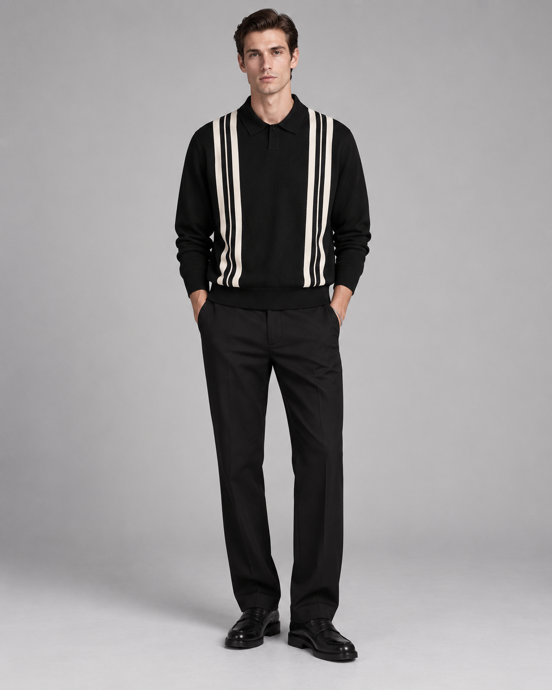 Men’s Old-Money Style Wave Knit Shirt