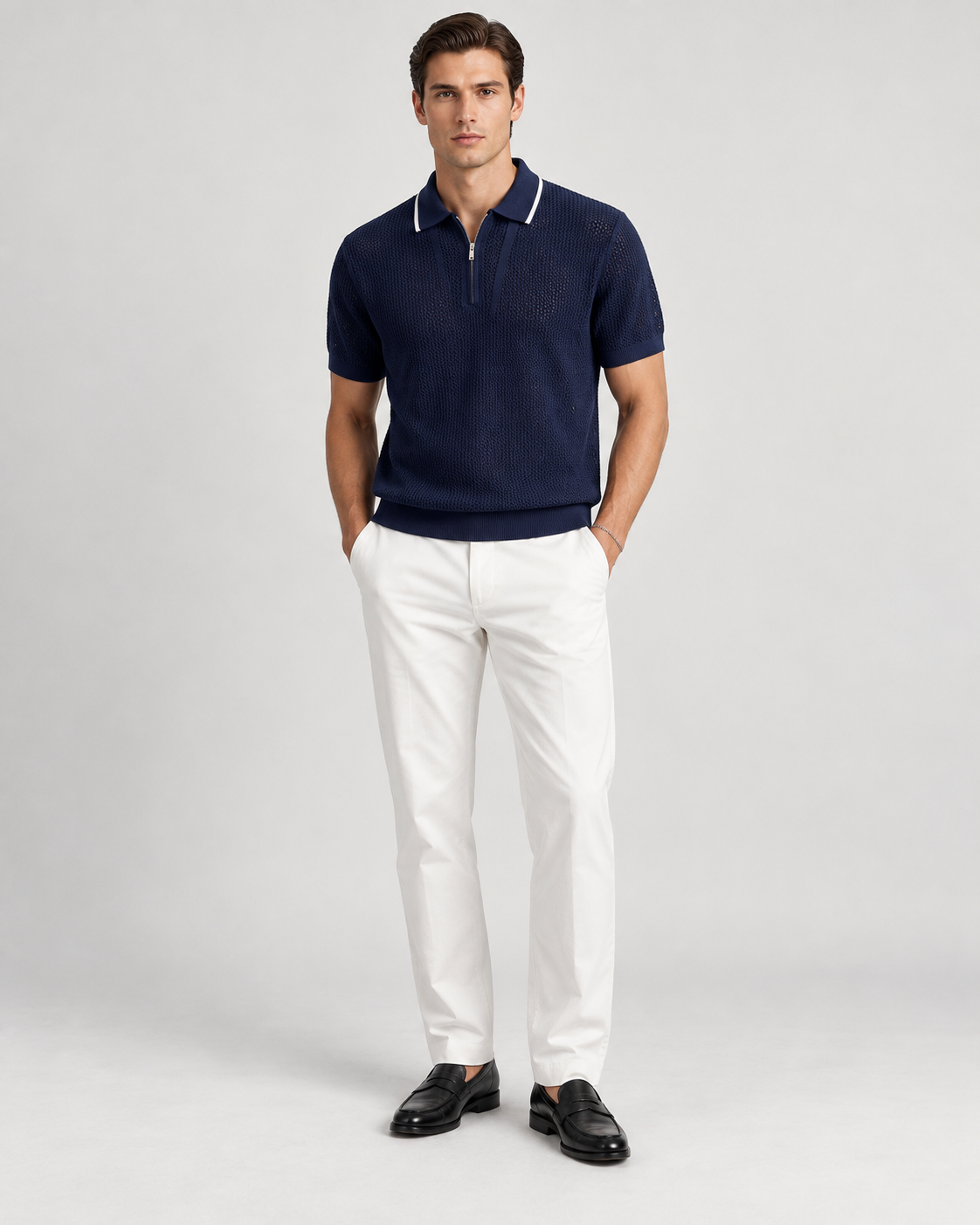 Men’s Old-Money Style Cool-Touch Mesh Polo Knit Shirt