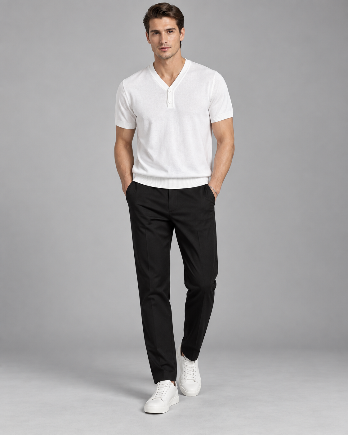 Men’s Old-Money Style Cool-Touch Knit Henley Shirt
