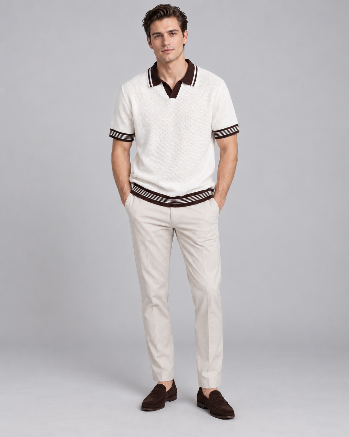 Men’s Old-Money Style Cool-Touch Honeycomb Knit Polo
