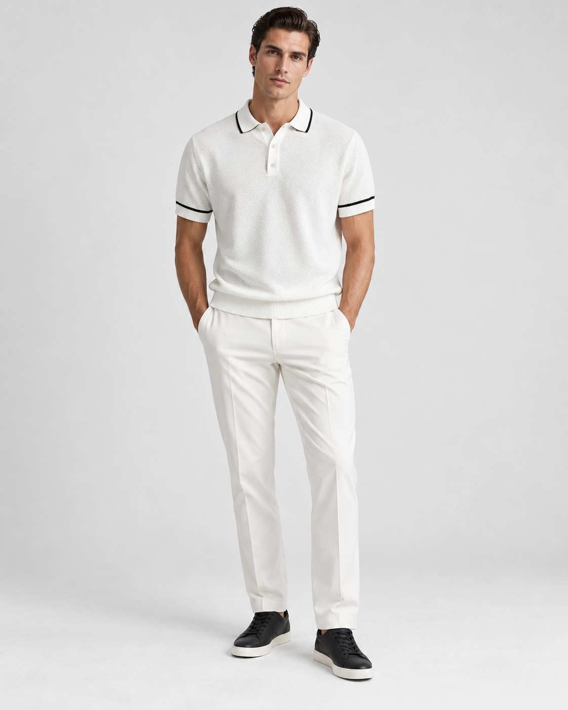 Men’s Old-Money Style Cool-Touch Honeycomb Polo Shirt