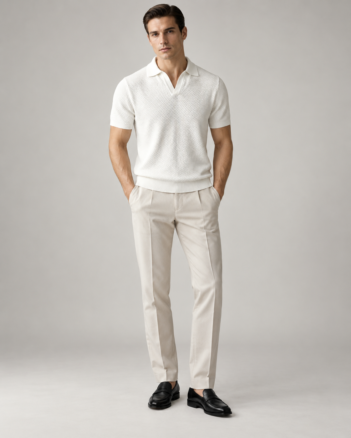Men’s Old-Money Style Cool-Touch Honeycomb Knit Polo