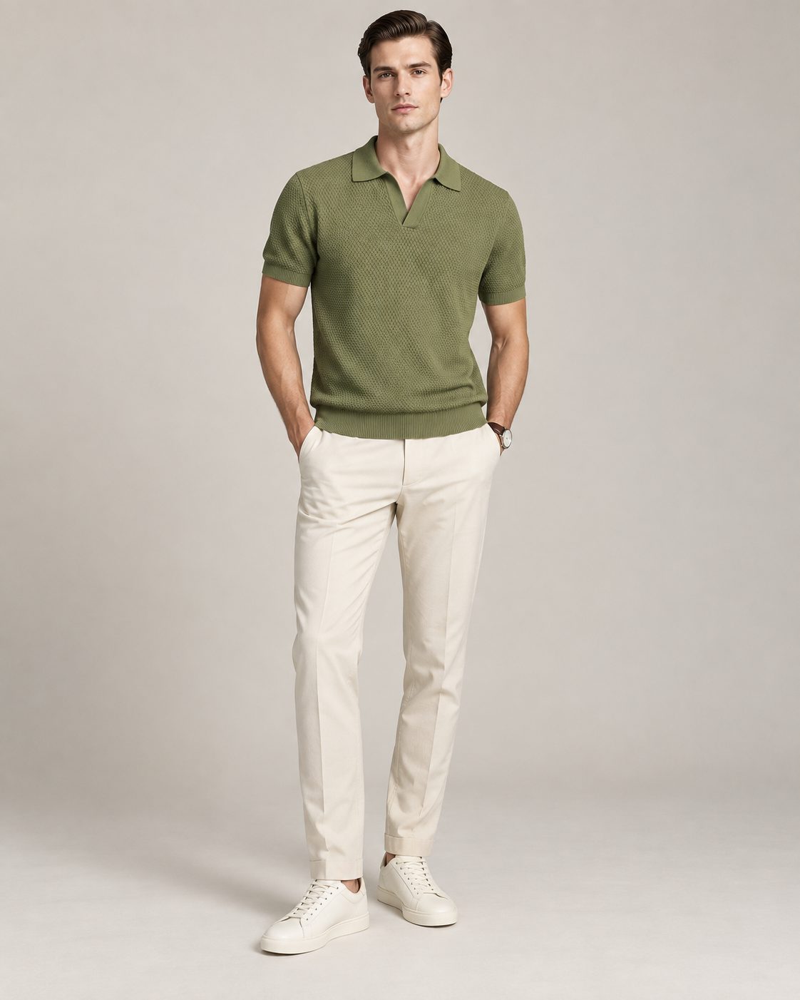 Men’s Old-Money Style Cool-Touch Honeycomb Knit Polo