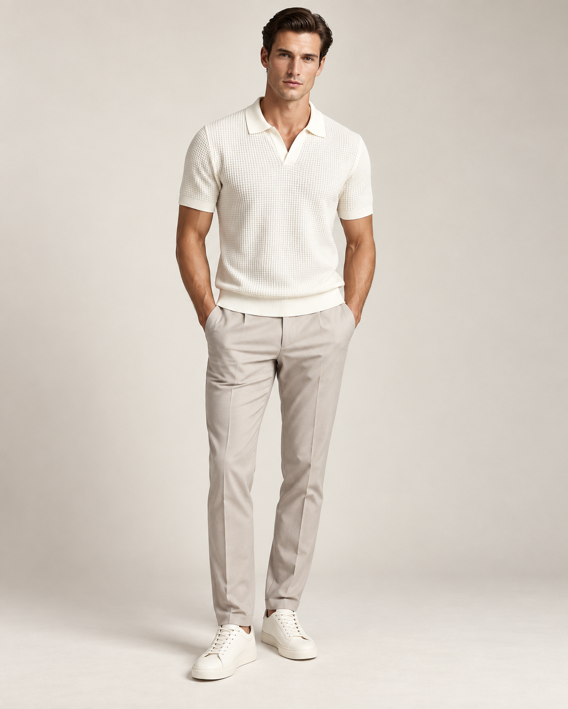 Men’s Old-Money Style Cool-Touch Honeycomb Knit Polo