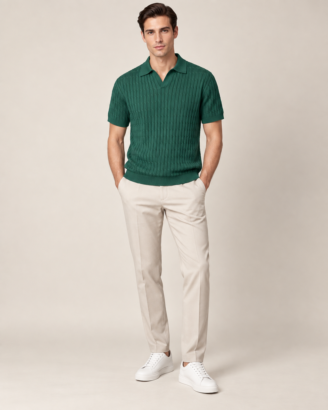 Men’s Old-Money Style Cool-Touch Honeycomb Knit Polo
