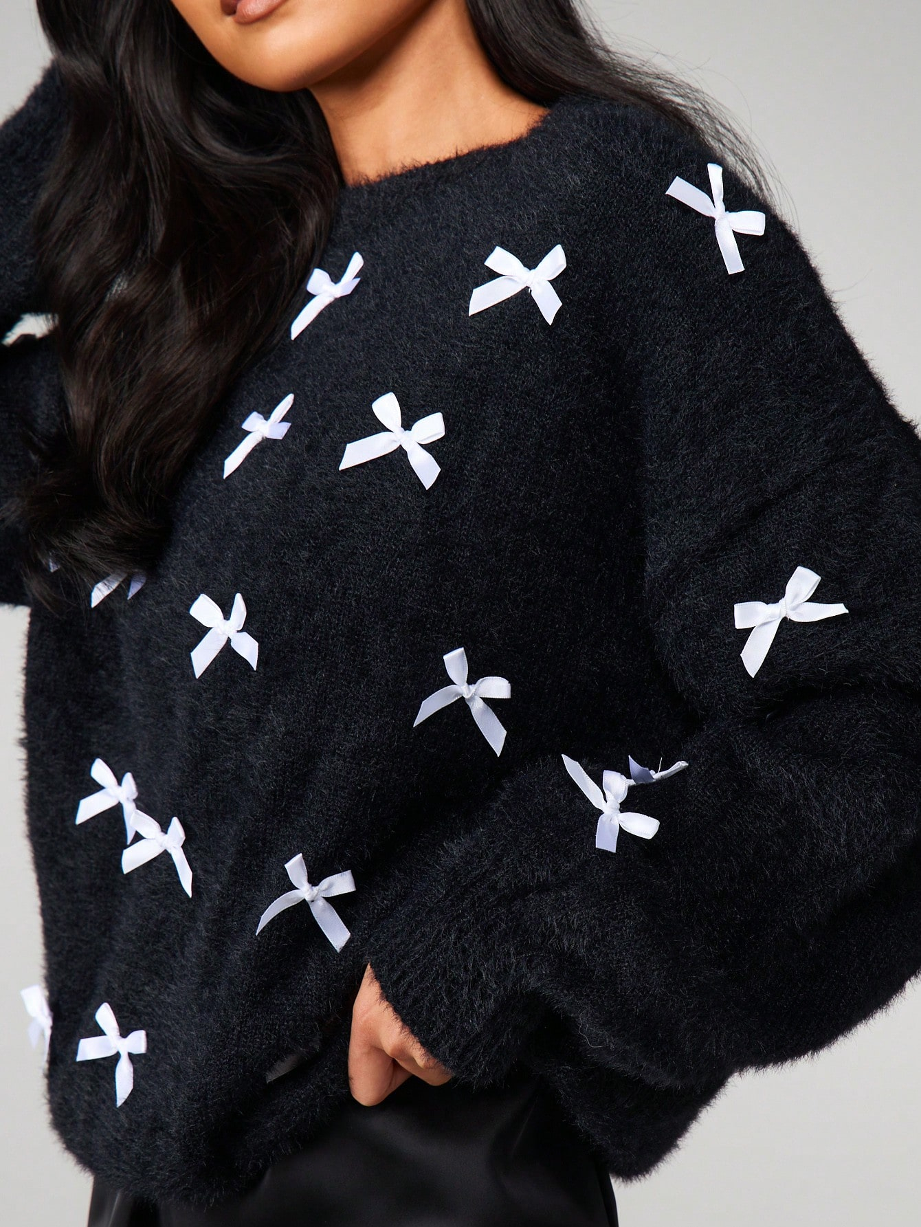 Women’s bow Christmas Plush Knit Sweater