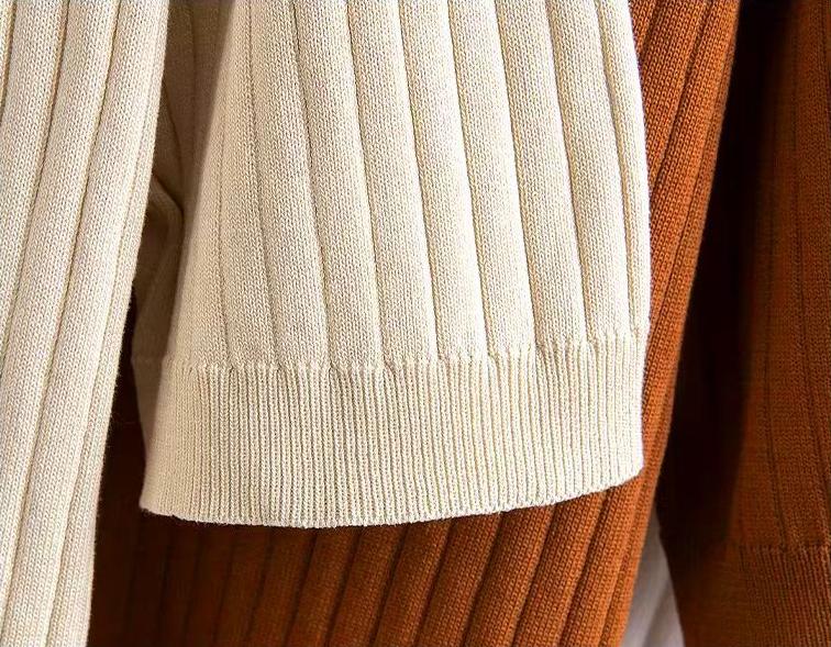 Men's Ribbed Knit Polo Shirt Short Sleeve V-Neck Top