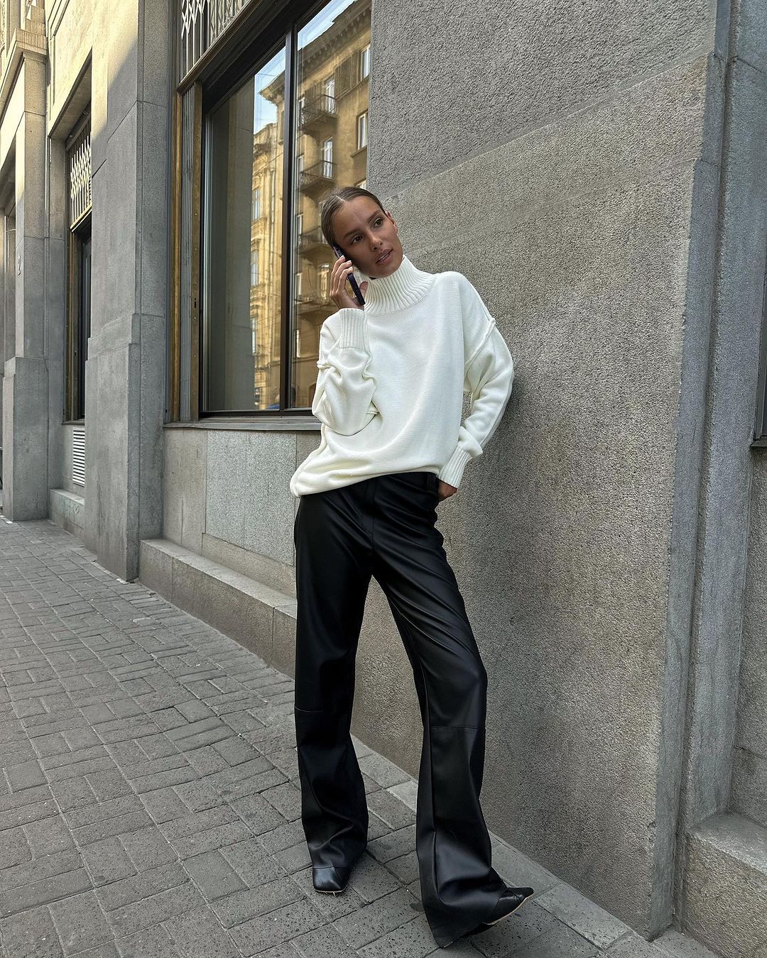 Women's Patchwork Turtleneck Knit Sweater