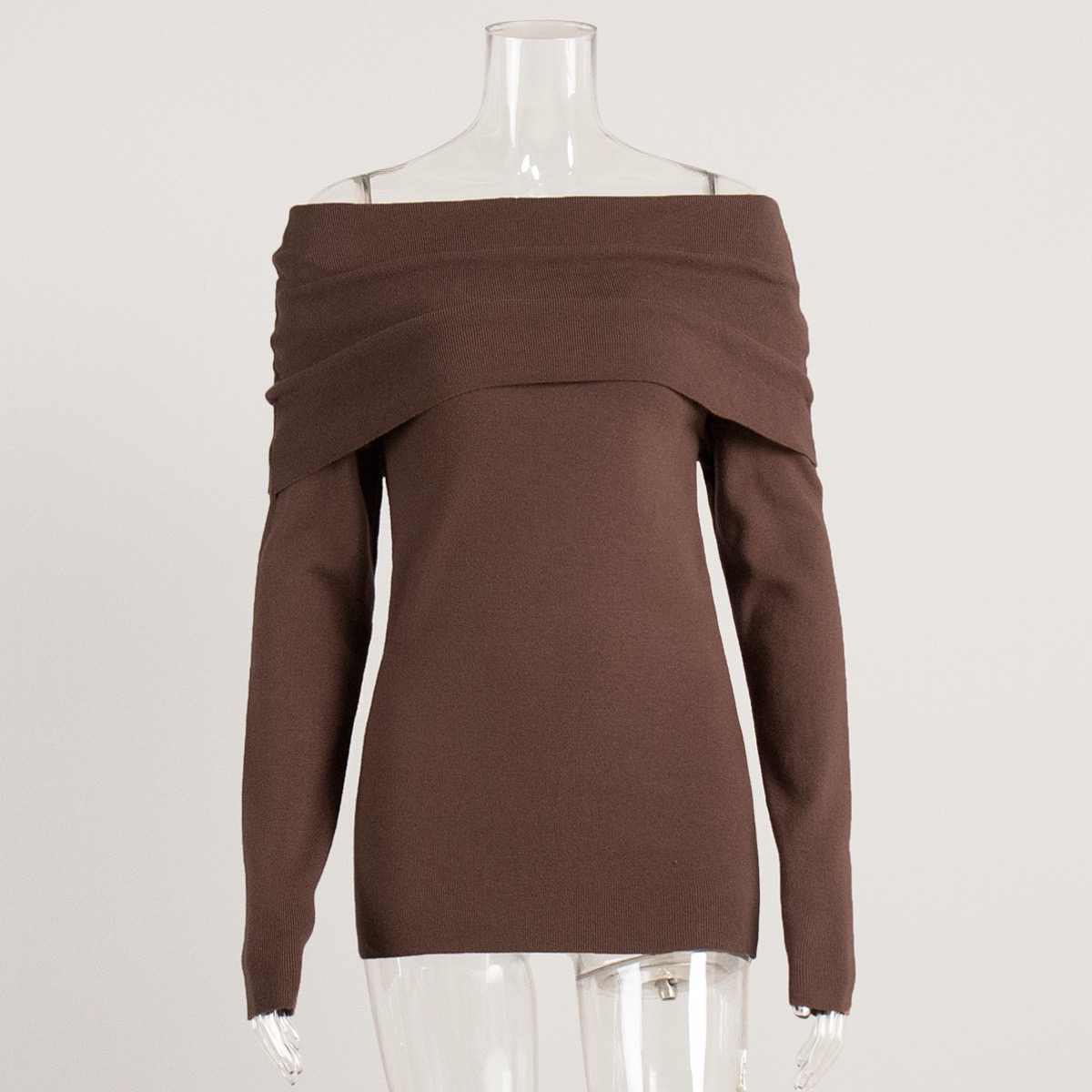 Women's Off Shoulder Slim Fit Knit Sweater