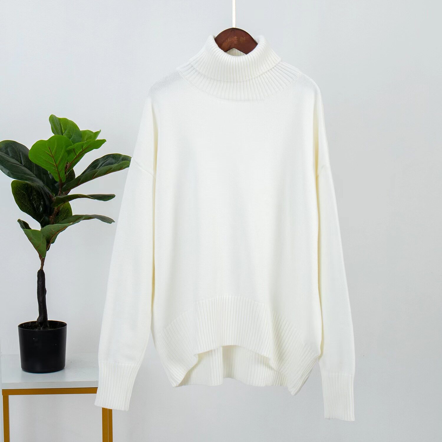 Women's Solid Turtleneck Knit Sweater