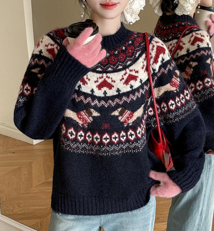 Women's Retro Christmas Holiday Jacquard Knit Sweater