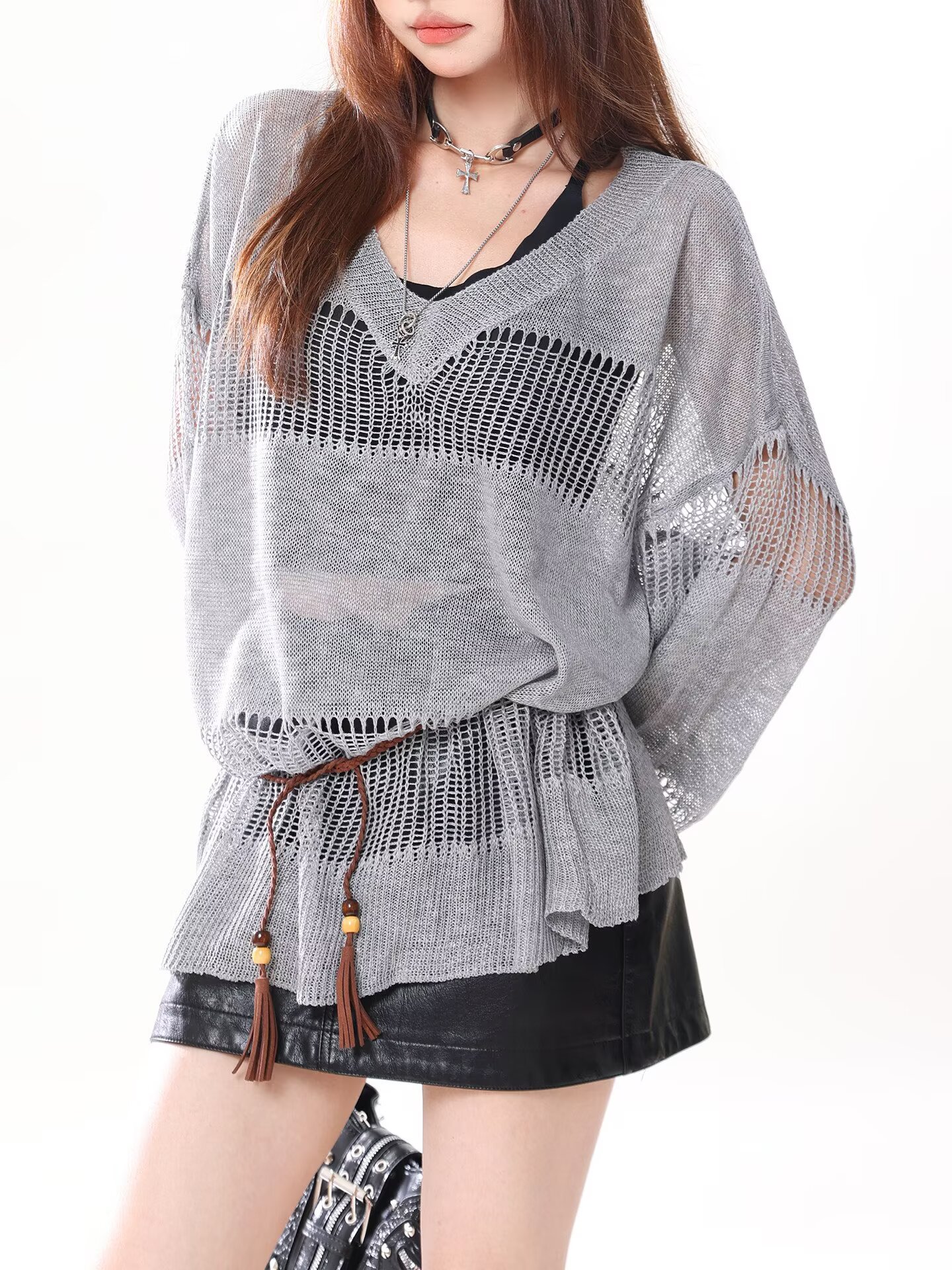 Women's Openwork Mesh Knit Cover Up