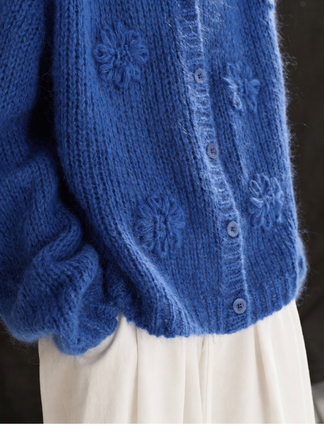 Women's Mohair Hand Embroidered Floral Knit Sweater