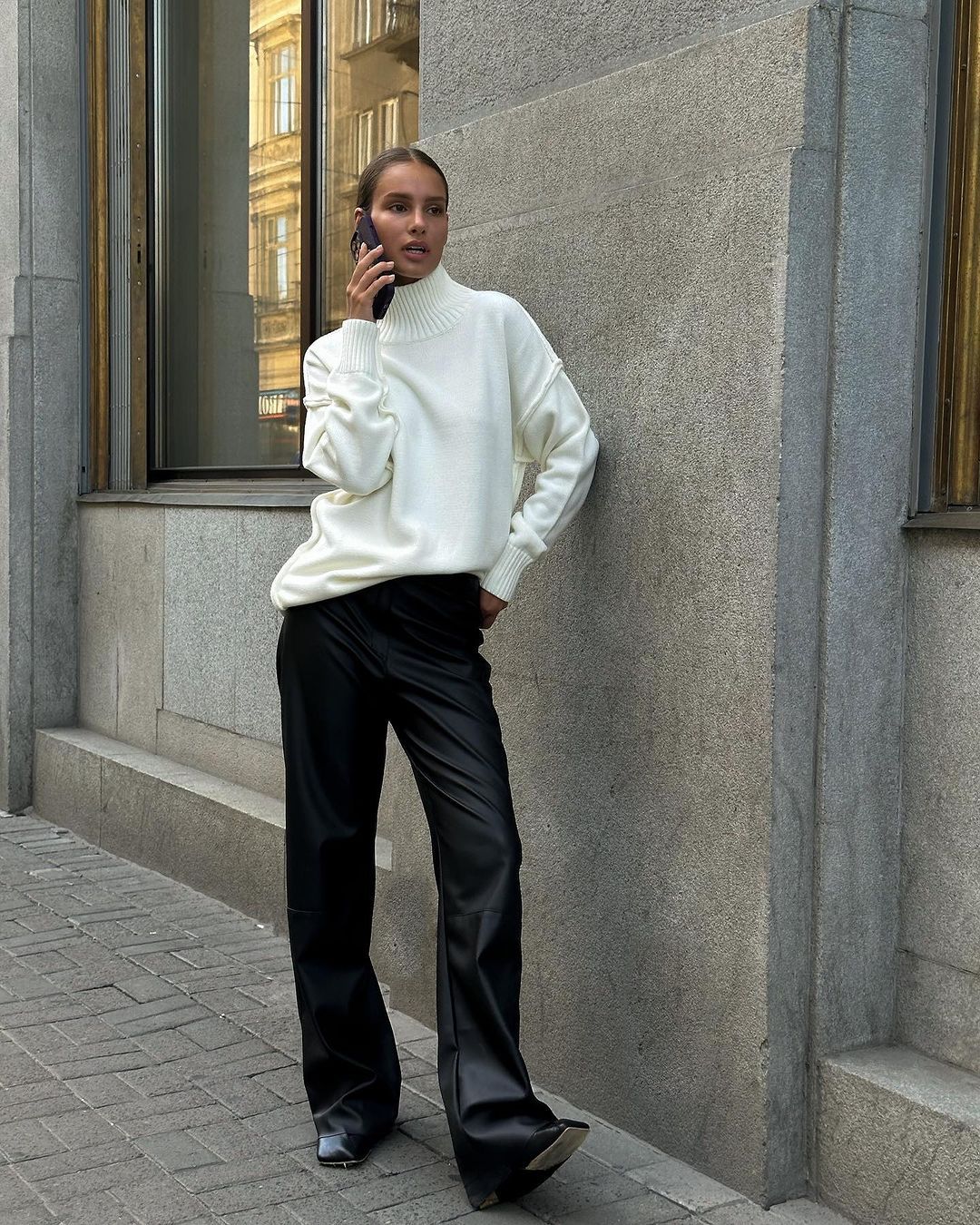 Women's Patchwork Turtleneck Knit Sweater