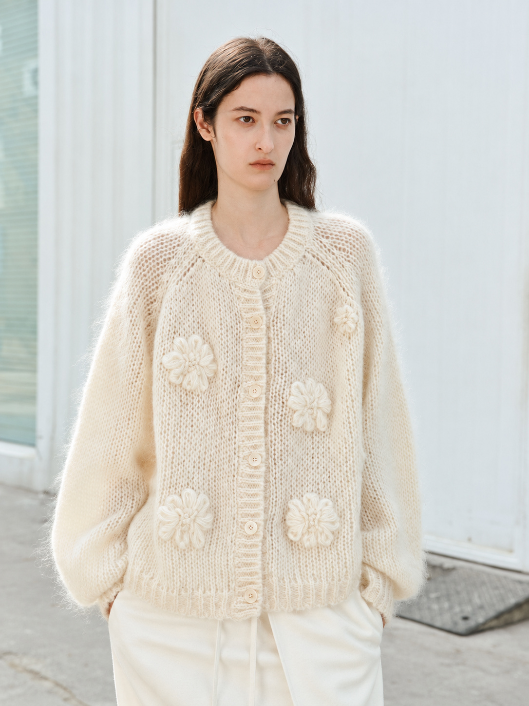 Women's Mohair Hand Embroidered Floral Knit Sweater