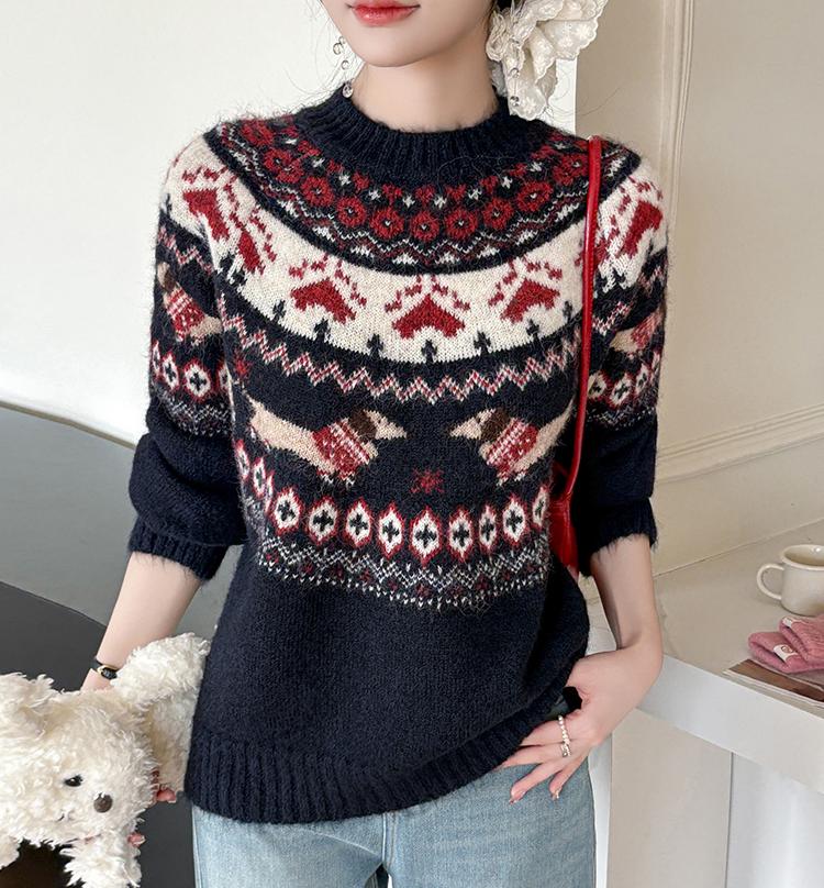 Women's Retro Christmas Holiday Jacquard Knit Sweater