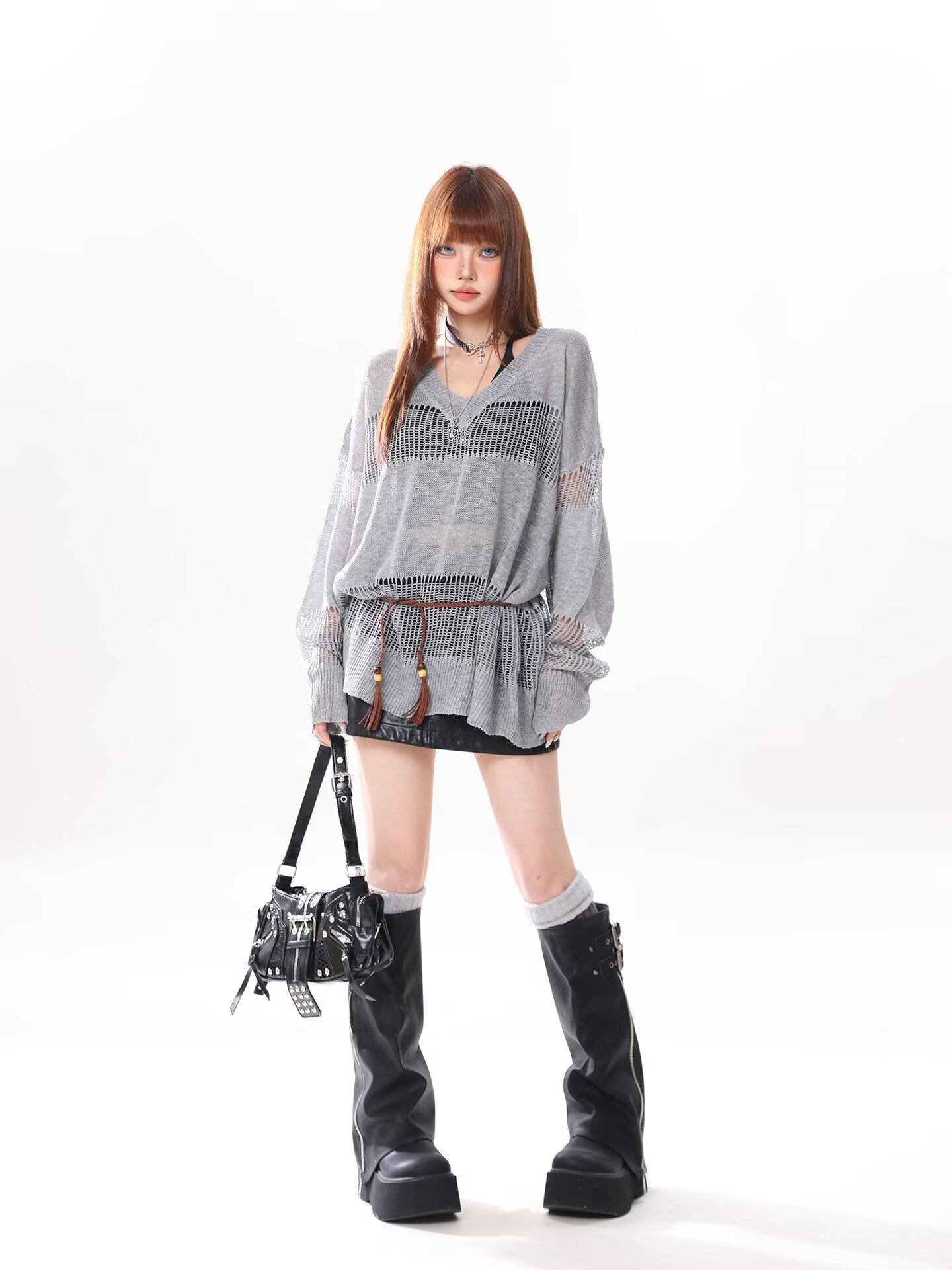 Women's Openwork Mesh Knit Cover Up