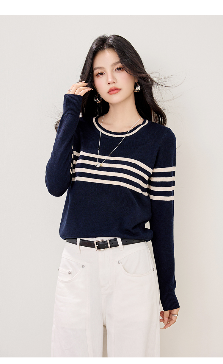Women's Striped Jacquard Knit Sweater