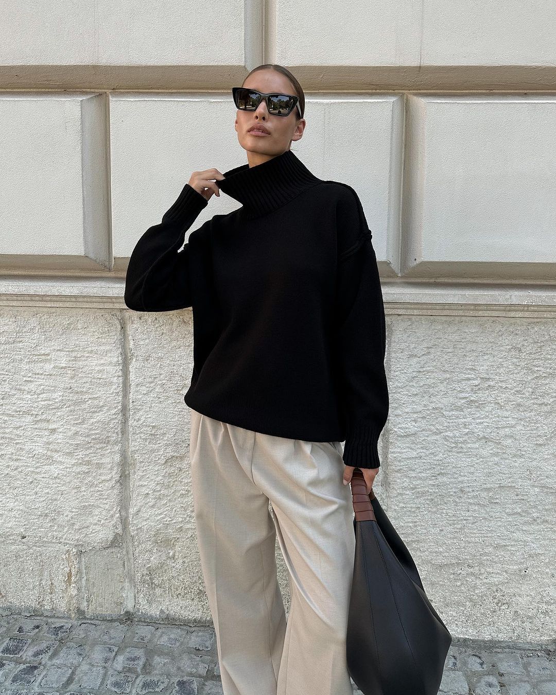 Women's Patchwork Turtleneck Knit Sweater