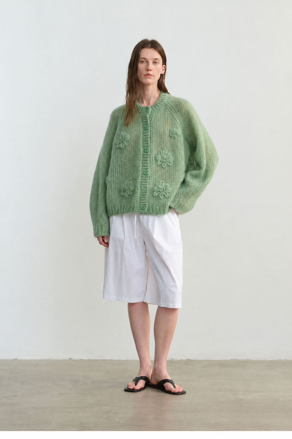 Women's Mohair Hand Embroidered Floral Knit Sweater