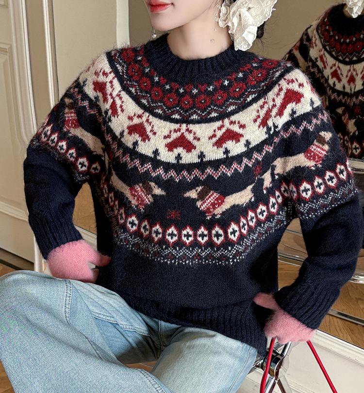 Women's Retro Christmas Holiday Jacquard Knit Sweater