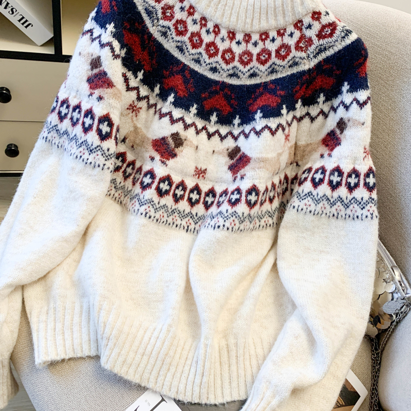 Women's Retro Christmas Holiday Jacquard Knit Sweater