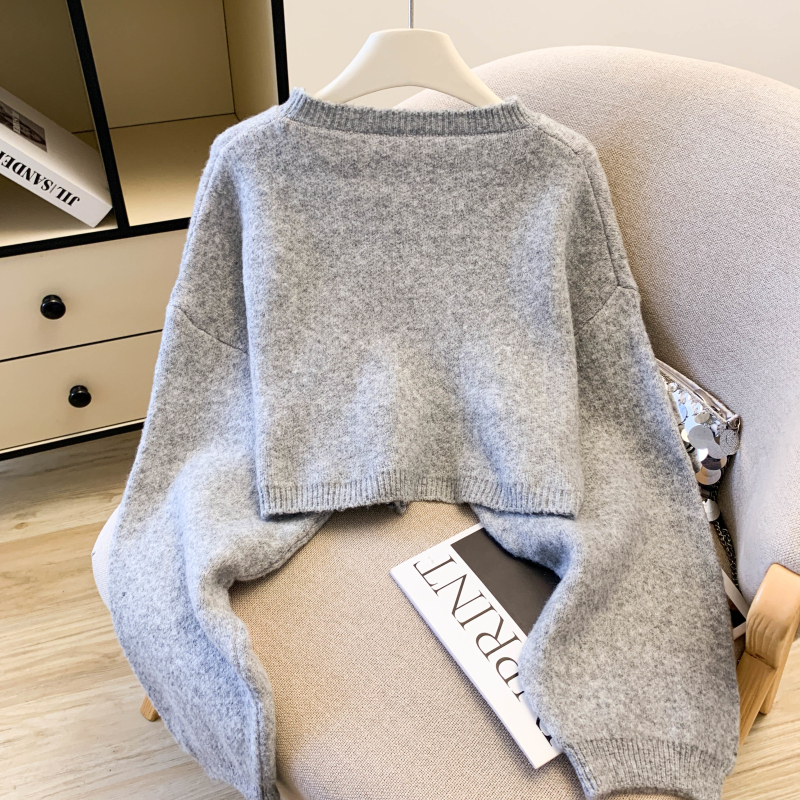 Women's Contrast Letter Jacquard Knit Sweater