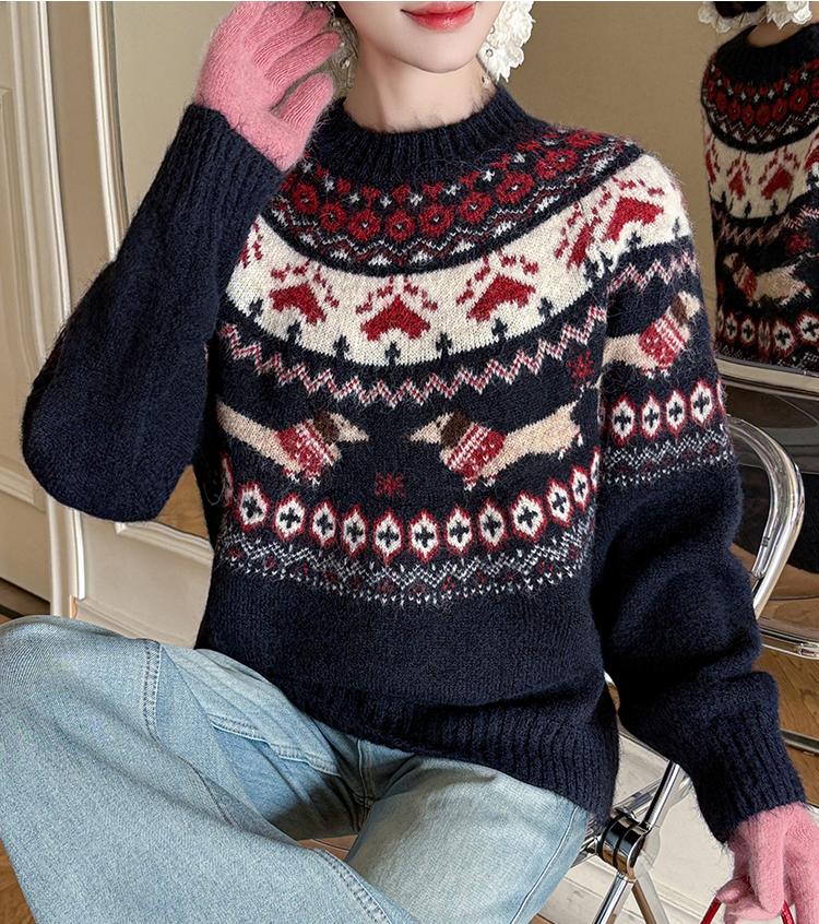 Women's Retro Christmas Holiday Jacquard Knit Sweater