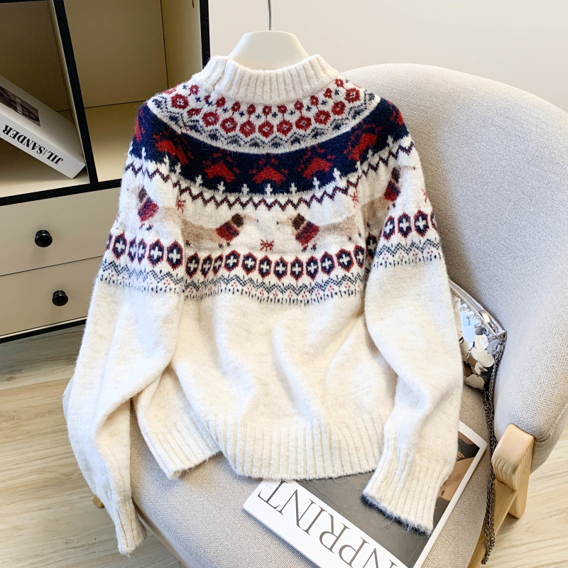 Women's Retro Christmas Holiday Jacquard Knit Sweater