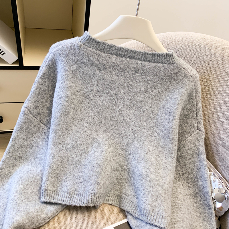 Women's Contrast Letter Jacquard Knit Sweater