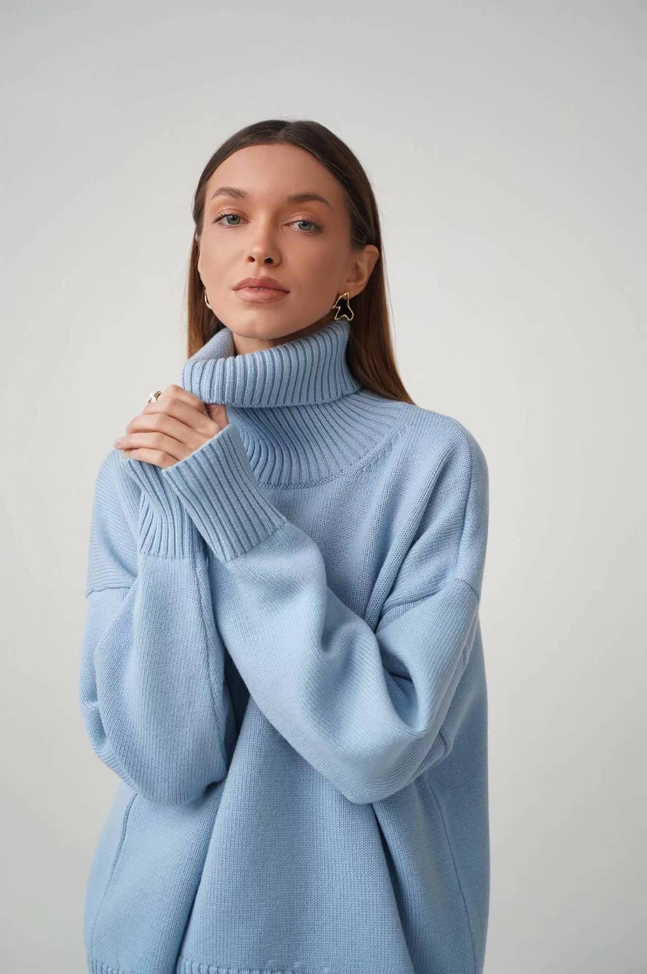 Women's Solid Turtleneck Knit Sweater