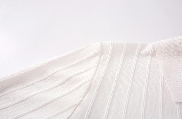 Men’s Ribbed Knit Polo Shirt V-Neck Short Sleeve Top