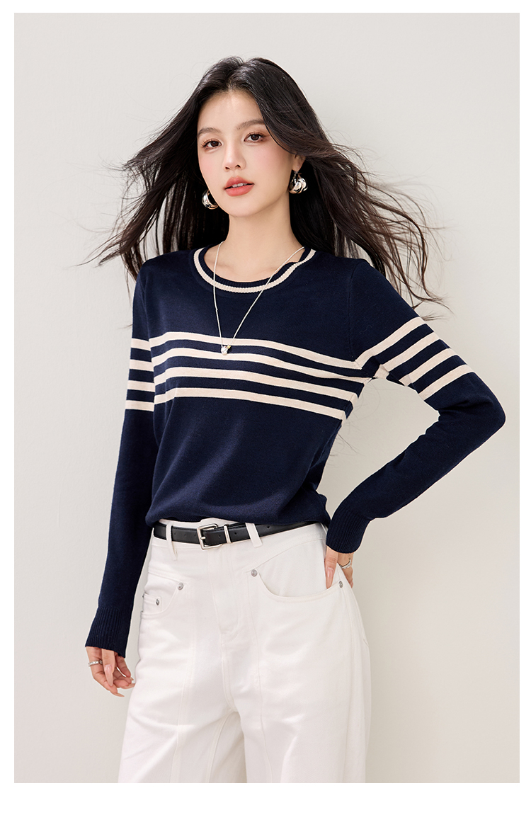 Women's Striped Jacquard Knit Sweater