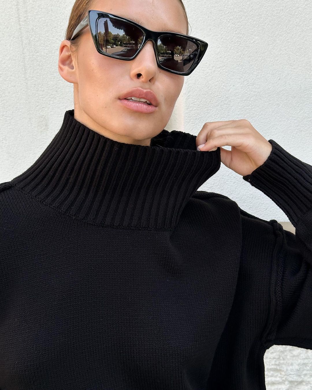 Women's Patchwork Turtleneck Knit Sweater