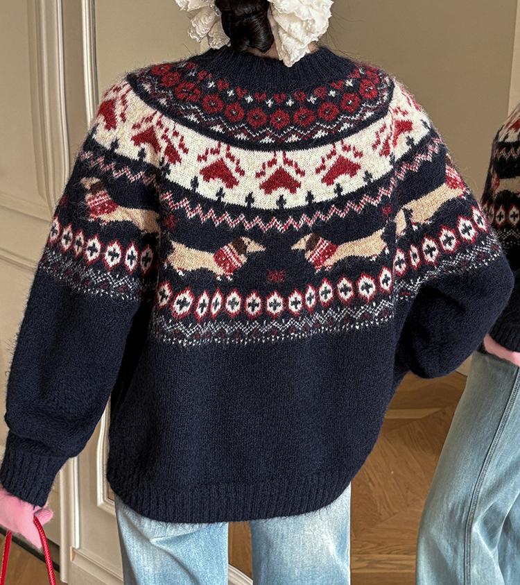 Women's Retro Christmas Holiday Jacquard Knit Sweater