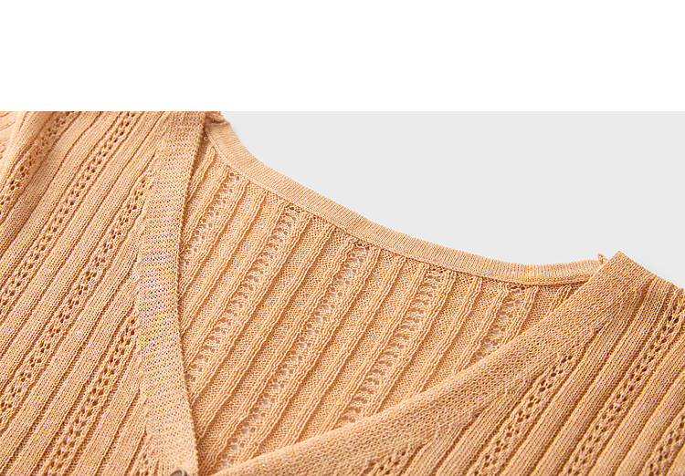 Women’s V-Neck Short Sleeve Openwork Knit Top