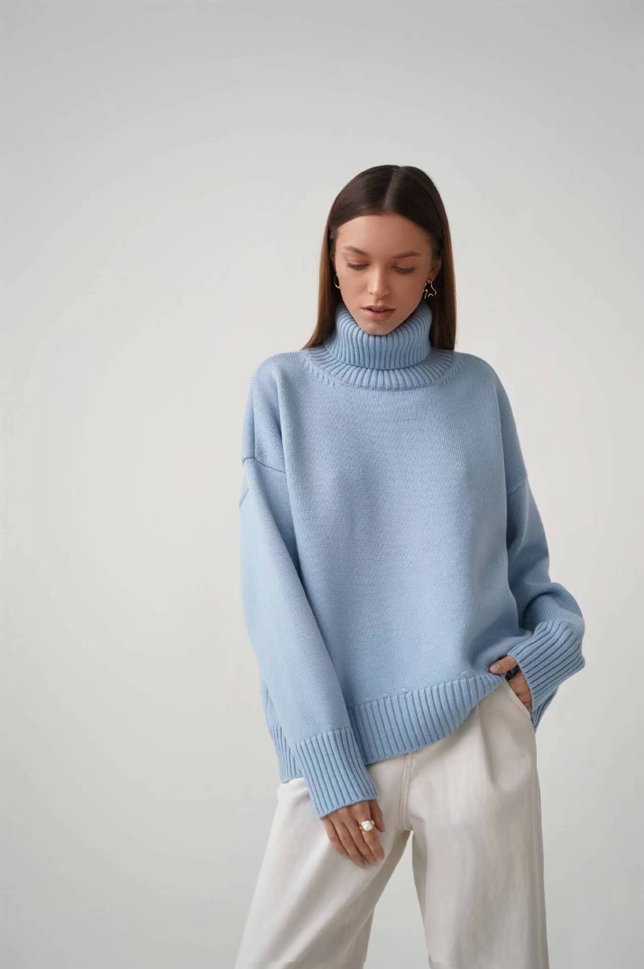 Women's Solid Turtleneck Knit Sweater